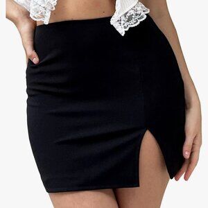Black Bodycon mini skirt with side slit size XL